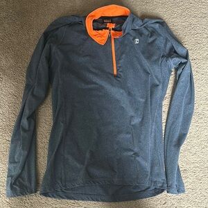 Reebok Gray and Orange Quarter-Zip Pullover